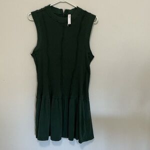 Sleeveless Knit Peplum Dress in Deep Forest Green